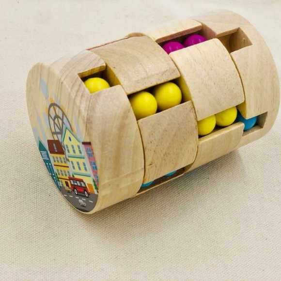 Cylindrical Revolve Rubik's Cube, Rotating Puzzle, Kids Wooden Logic Game - Picture 1 of 1